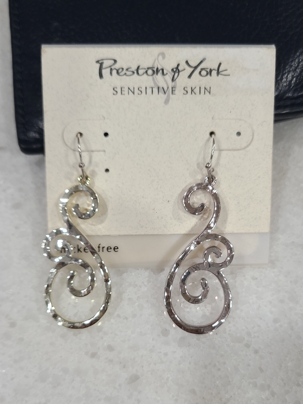 Preston & York Hammered Silver Swirl Drop Earrings